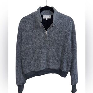 Wildfox Cropped Half Zip Fleece Pullover Gray Size Small